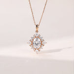 1.50 CT Oval Moissanite Diamond Cluster Pendant Necklace in Solid Gold 1
