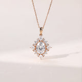 1.50 CT Oval Moissanite Diamond Cluster Pendant Necklace in Solid Gold 1