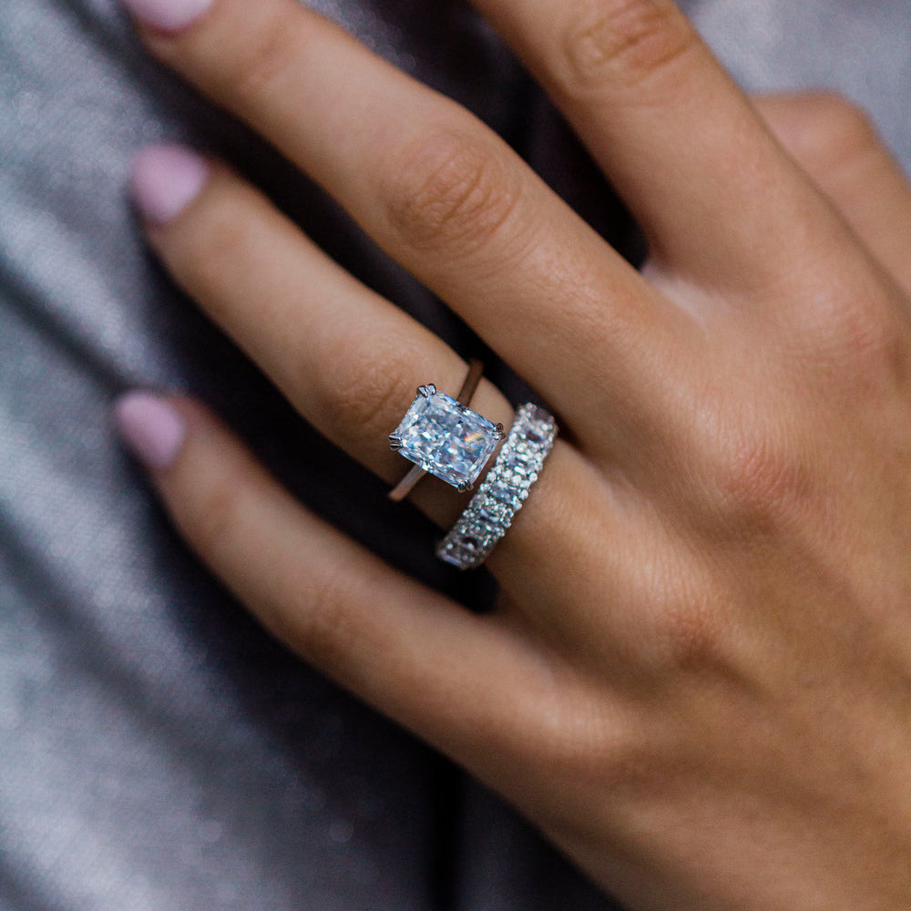 Radiant Cut Solitaire Style Cubic Zirconia in 925 Sterling Silver Ring 2