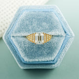 Stunning 1.0 - 2.0 CT Emerald Moissanite Engagement Ring With Cluster Design 1