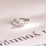 Stunning 1.0 - 2.0 CT Pear Moissanite Engagement Ring with Cluster Design 1