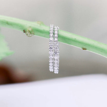 1.0 TCW Round Cut Moissanite Prong Set Inside Out Hoops Earrings in Gold 1