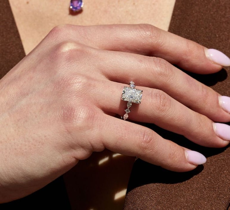 Classic 2.50 CT Radiant Moissanite Engagement Ring with Pave Design 2
