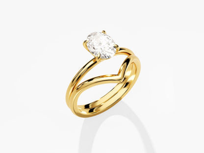 1.50 CT Oval Cut Moissanite Solitaire Bridal Ring Set with Plain Wedding Bands 2