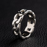 Cuban Style Silver Men's Wedding Band 1