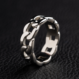 Cuban Style Silver Men's Wedding Band 1
