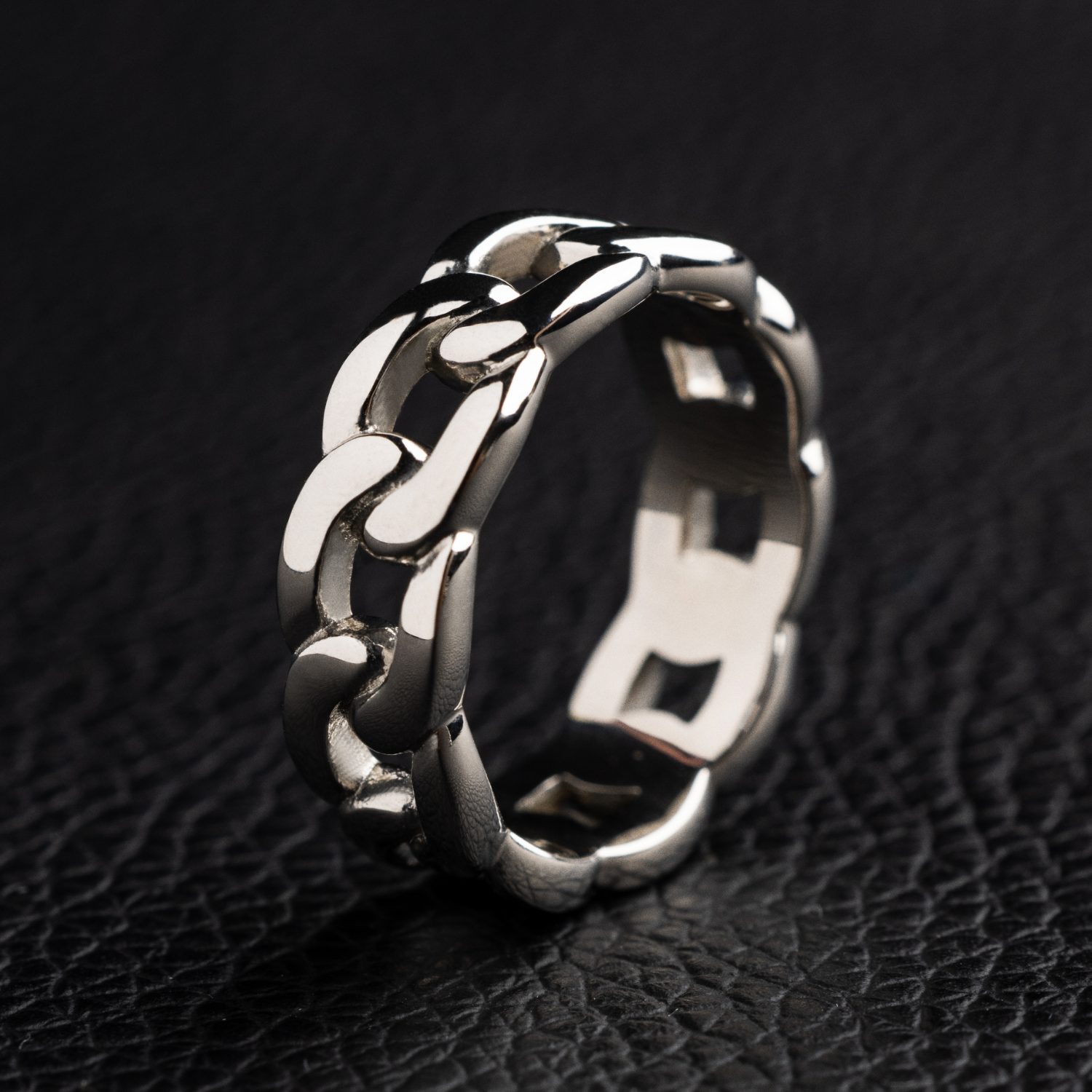 Cuban Style Silver Men's Wedding Band 1