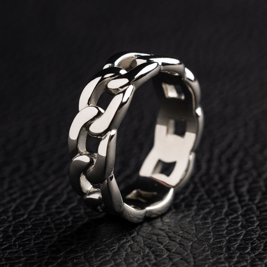 Cuban Style Silver Men's Wedding Band 1