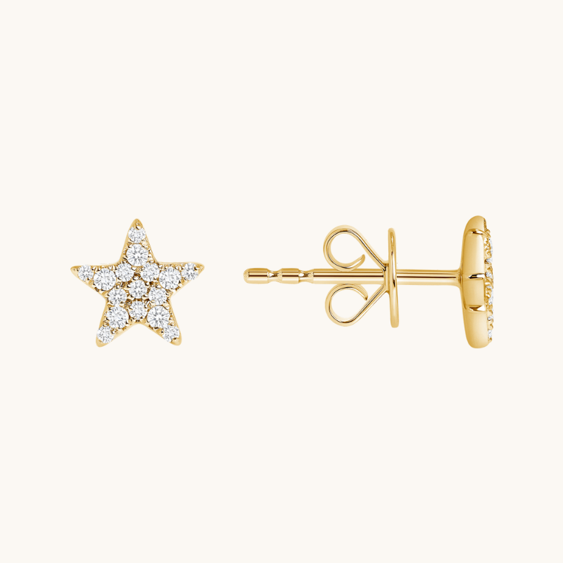 0.30 TCW Round Cut Moissanite Star Shape Stud Earrings in Gold 1