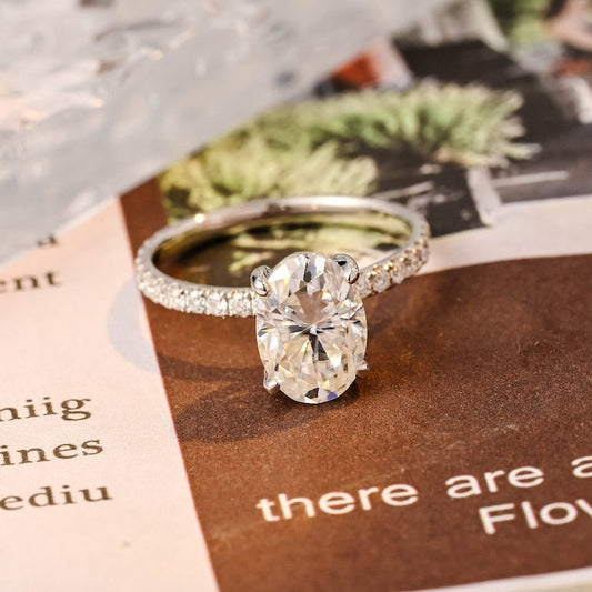Stunning 2.5 CT Oval Moissanite Engagement Ring with Pave Design 1