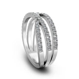 Stunning 0.4 TCW Round Moissanite Stones Criss Cross Wedding Band 2