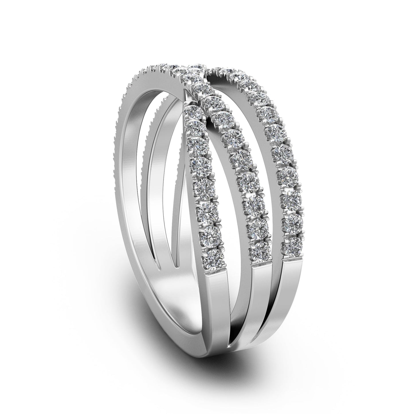 Stunning 0.4 TCW Round Moissanite Stones Criss Cross Wedding Band 2