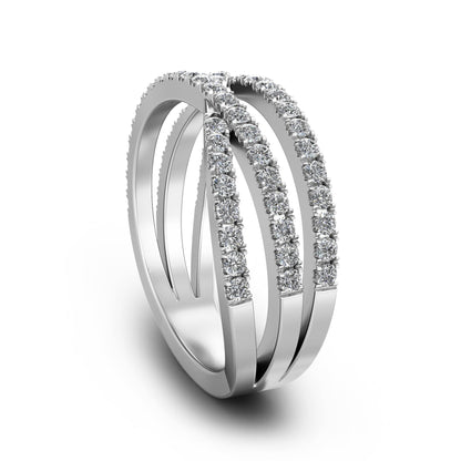 Stunning 0.4 TCW Round Moissanite Stones Criss Cross Wedding Band 2