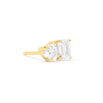 3.0 TCW Heart & Emerald Cut Moissanite Two Stone Stud Earrings in Gold 5