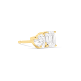 3.0 TCW Heart & Emerald Cut Moissanite Two Stone Stud Earrings in Gold 5