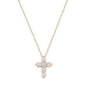 0.50 TCW Round Cut Moissanite Diamond Cross Pendant Necklace in Solid Gold