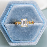 Stunning 1.0 - 2.0 CT Emerald Moissanite Engagement Ring with Twisted Pave Design 3