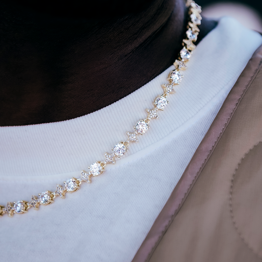 30 CT Round Moissanite Diamond Star Tennis Silver Necklace For Him 2