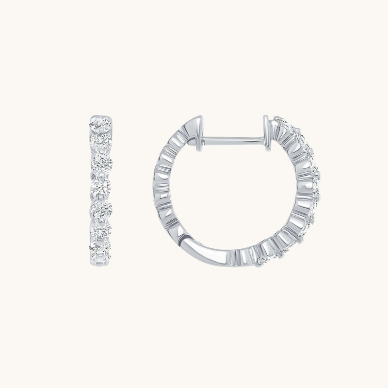 0.40 TCW Round Cut Moissanite Mini Hoops Earrings in Gold 2