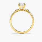 Stunning 1.0 CT Round Moissanite Engagement Ring with Three Stone & Pave Design 3