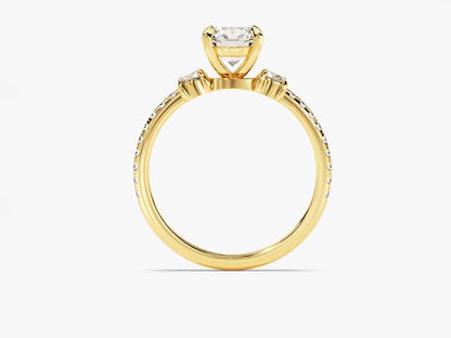 Stunning 1.0 CT Round Moissanite Engagement Ring with Three Stone & Pave Design 3