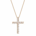 1.0 TCW Round & Baguette Moissanite Diamond Cross Pendant Necklace in Solid Gold 2