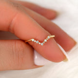 Stunning 0.10 TCW Round Moissanite Stones Curved Wedding Bands 8