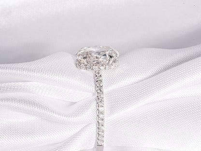 Classic 2.0 CT Oval Cut Moissanite Engagement Ring with Hidden Halo & Pave Design 8