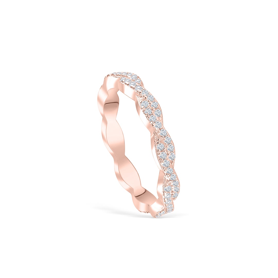 Stunning 0.4 TCW Round Moissanite Stone With Full Eternity Wedding Band 2
