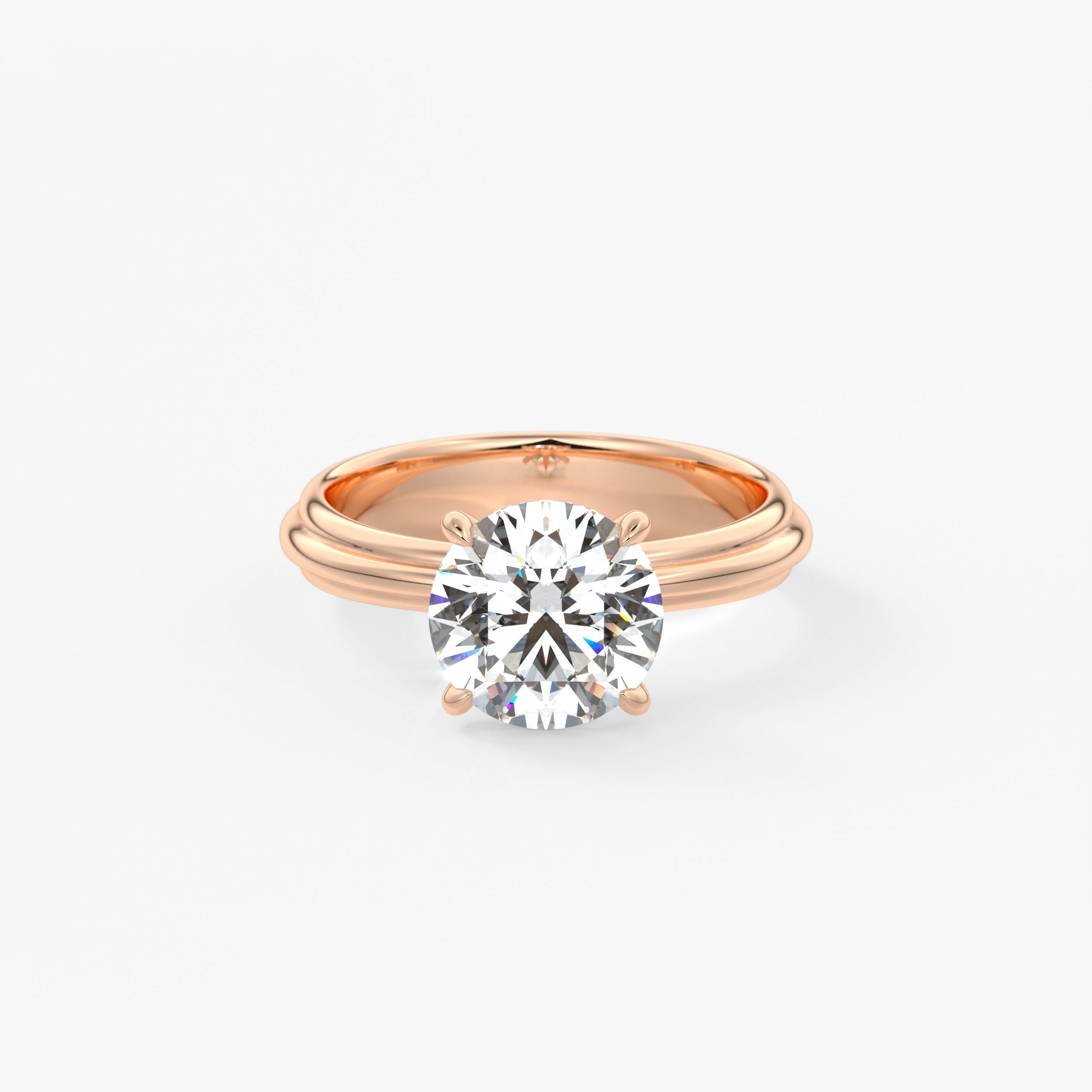 Round Solitaire Triple Shank Lab Grown Diamond Engagement Ring