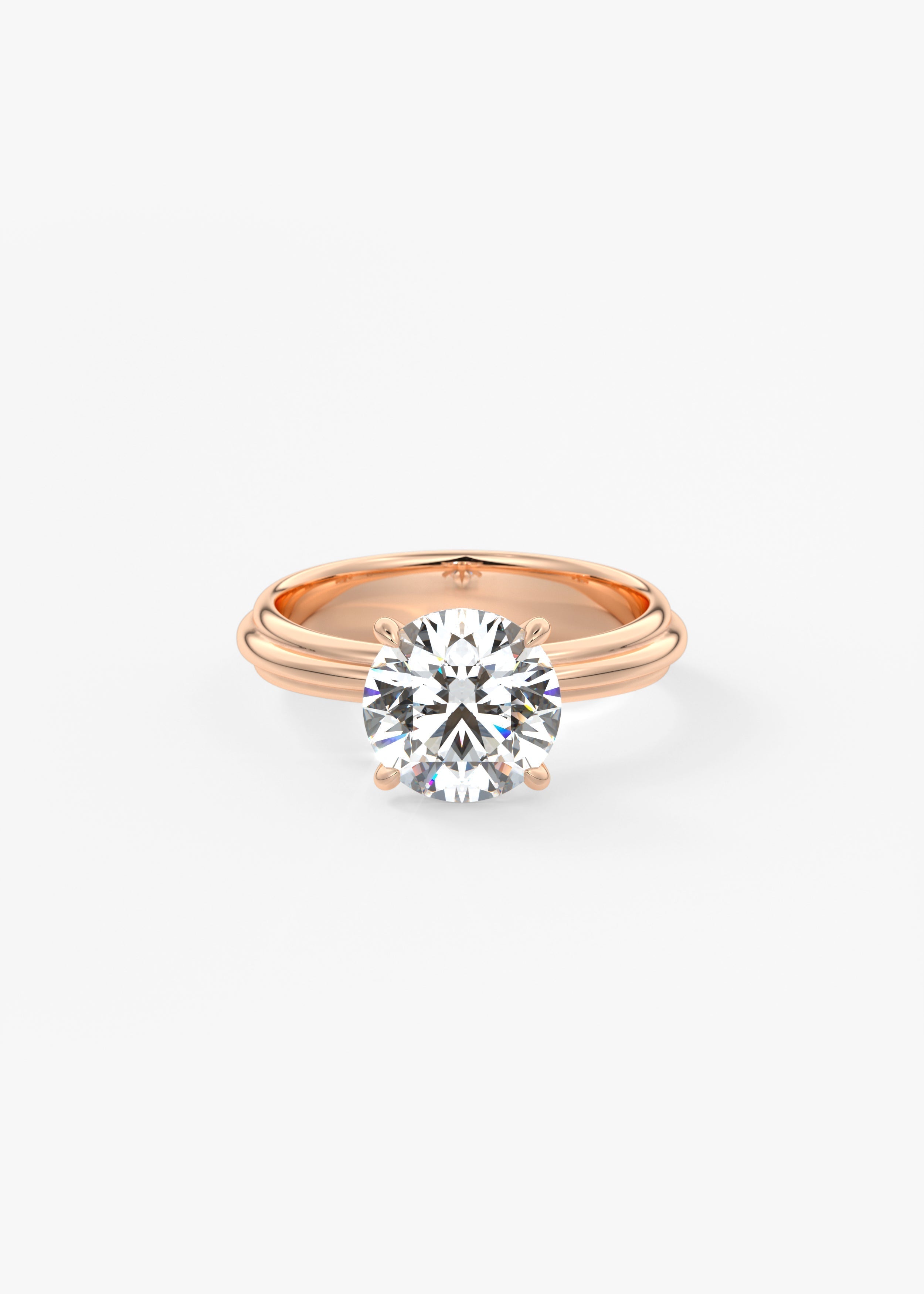 Round Solitaire Triple Shank Lab Grown Diamond Engagement Ring