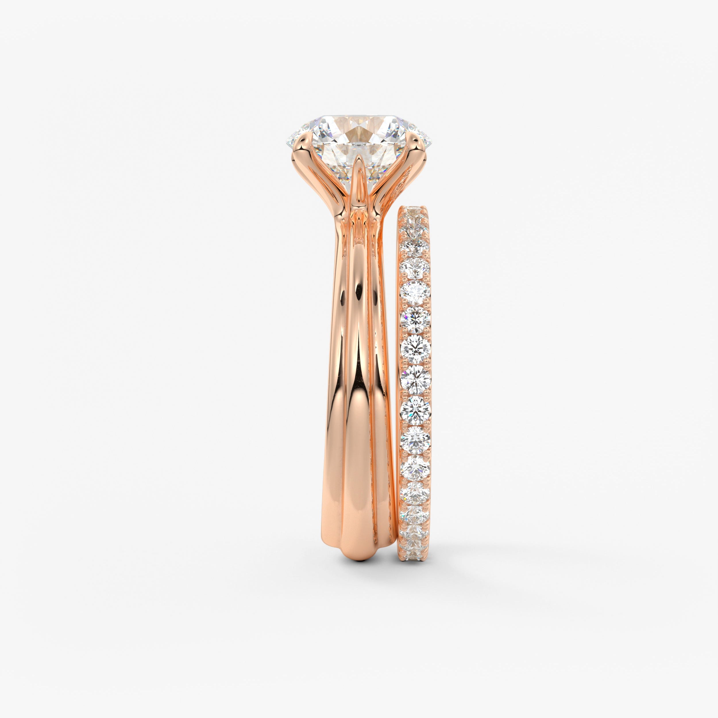 Round Solitaire Triple Shank Lab Grown Diamond Engagement Ring