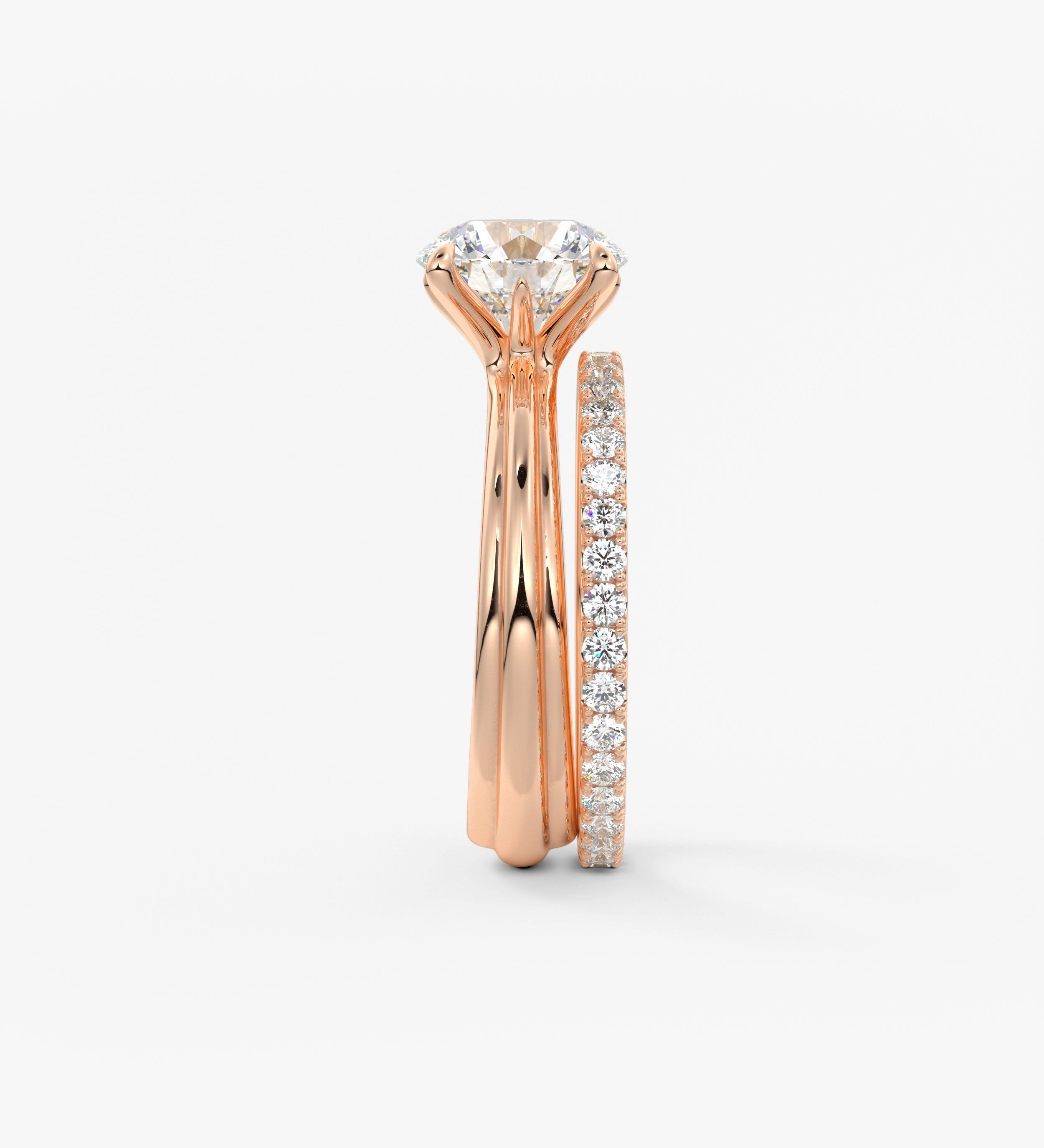 Round Solitaire Triple Shank Lab Grown Diamond Engagement Ring