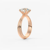 Round Solitaire Triple Shank Lab Grown Diamond Engagement Ring