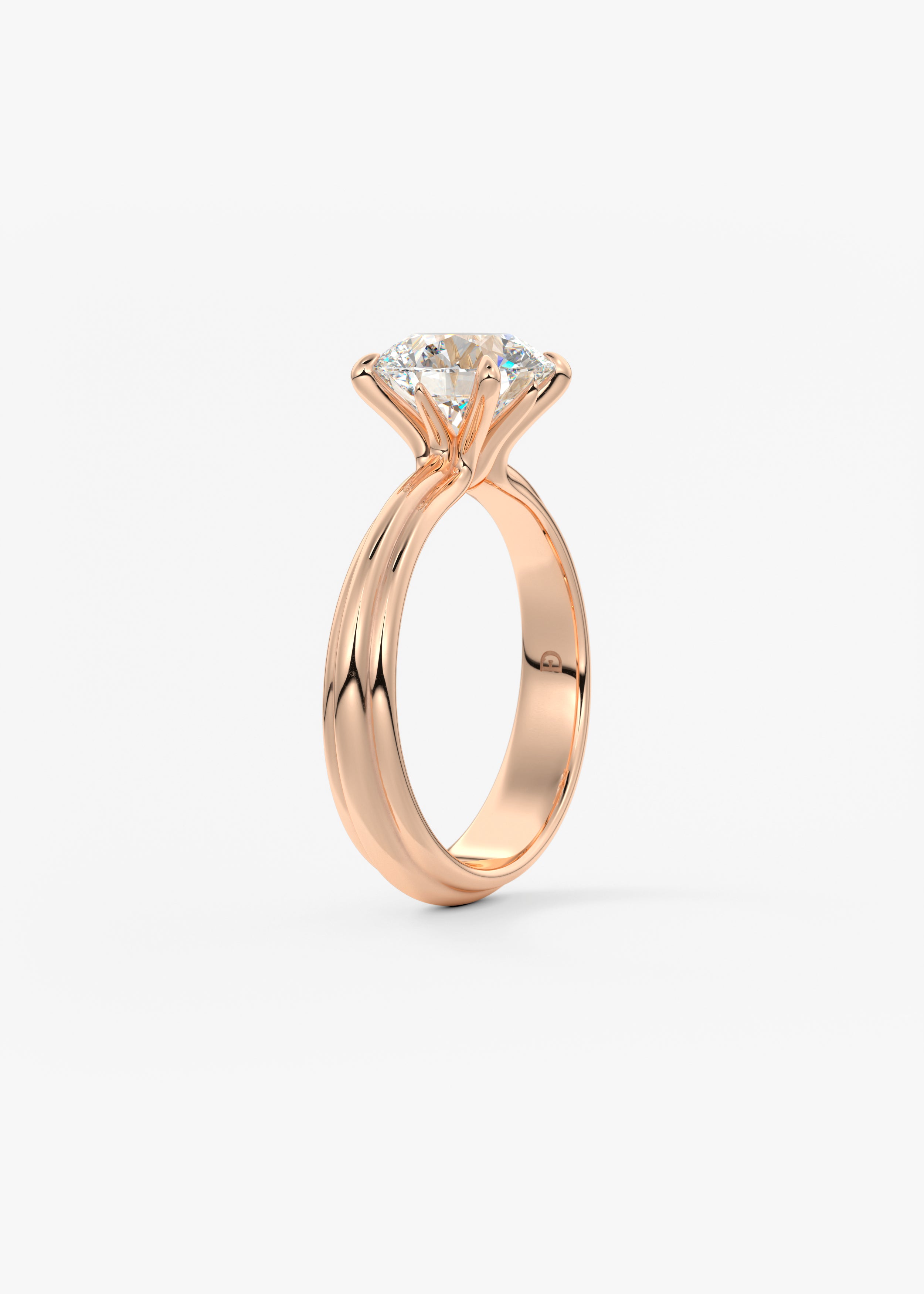 Round Solitaire Triple Shank Lab Grown Diamond Engagement Ring