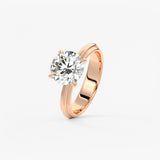 Round Solitaire Triple Shank Lab Grown Diamond Engagement Ring