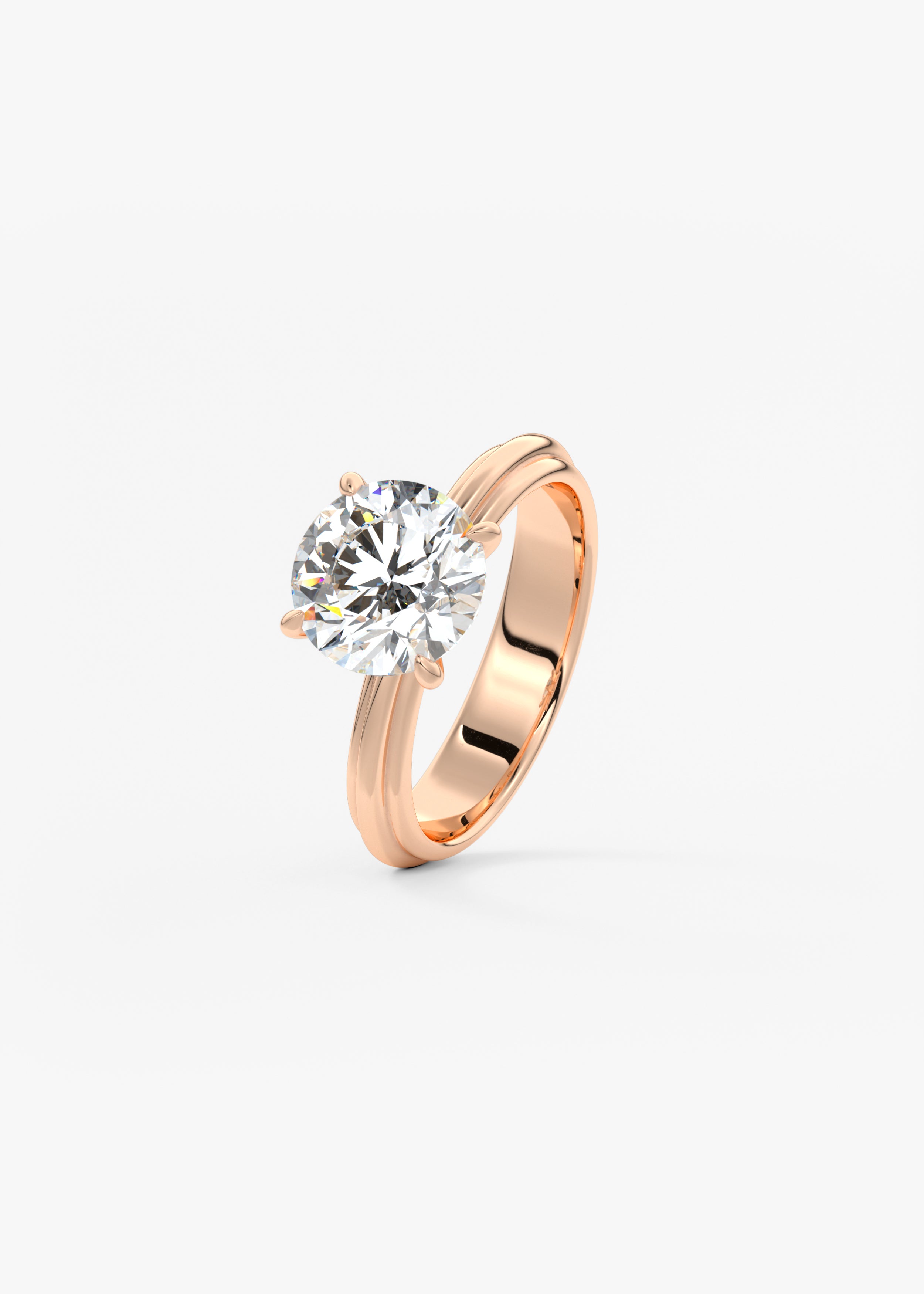 Round Solitaire Triple Shank Lab Grown Diamond Engagement Ring