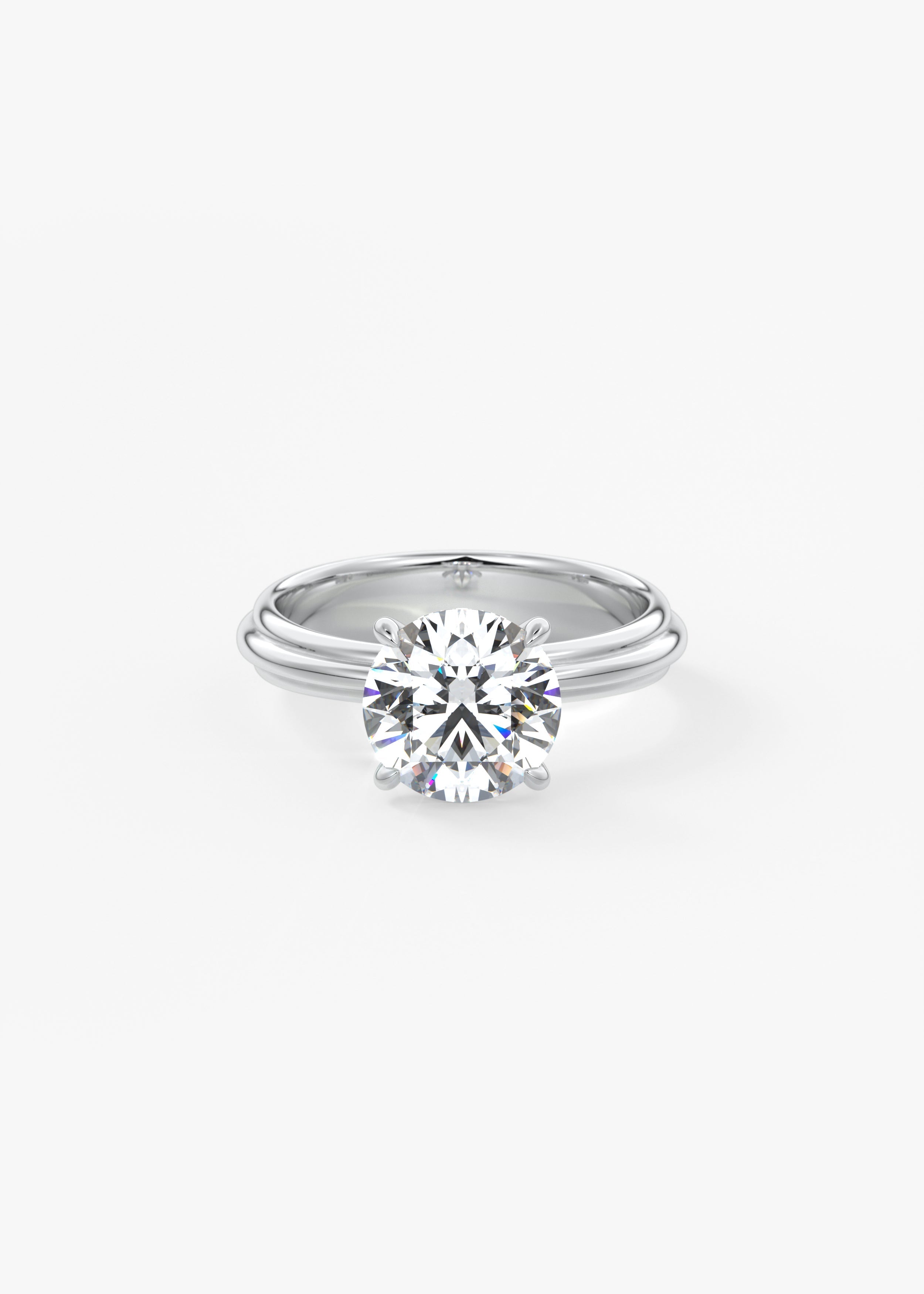 Round Solitaire Triple Shank Lab Grown Diamond Engagement Ring