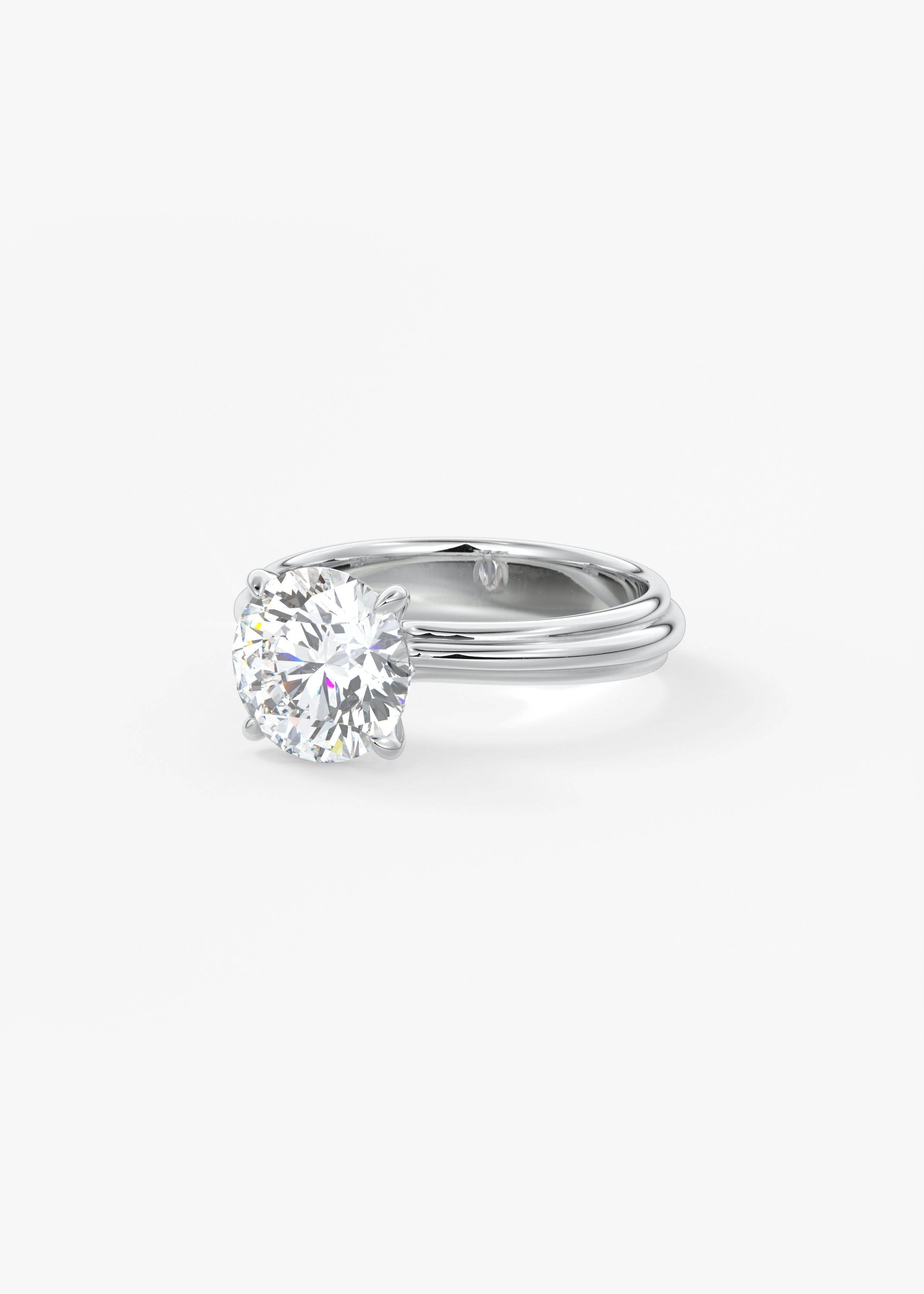 Round Solitaire Triple Shank Lab Grown Diamond Engagement Ring