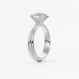 Round Solitaire Triple Shank Lab Grown Diamond Engagement Ring