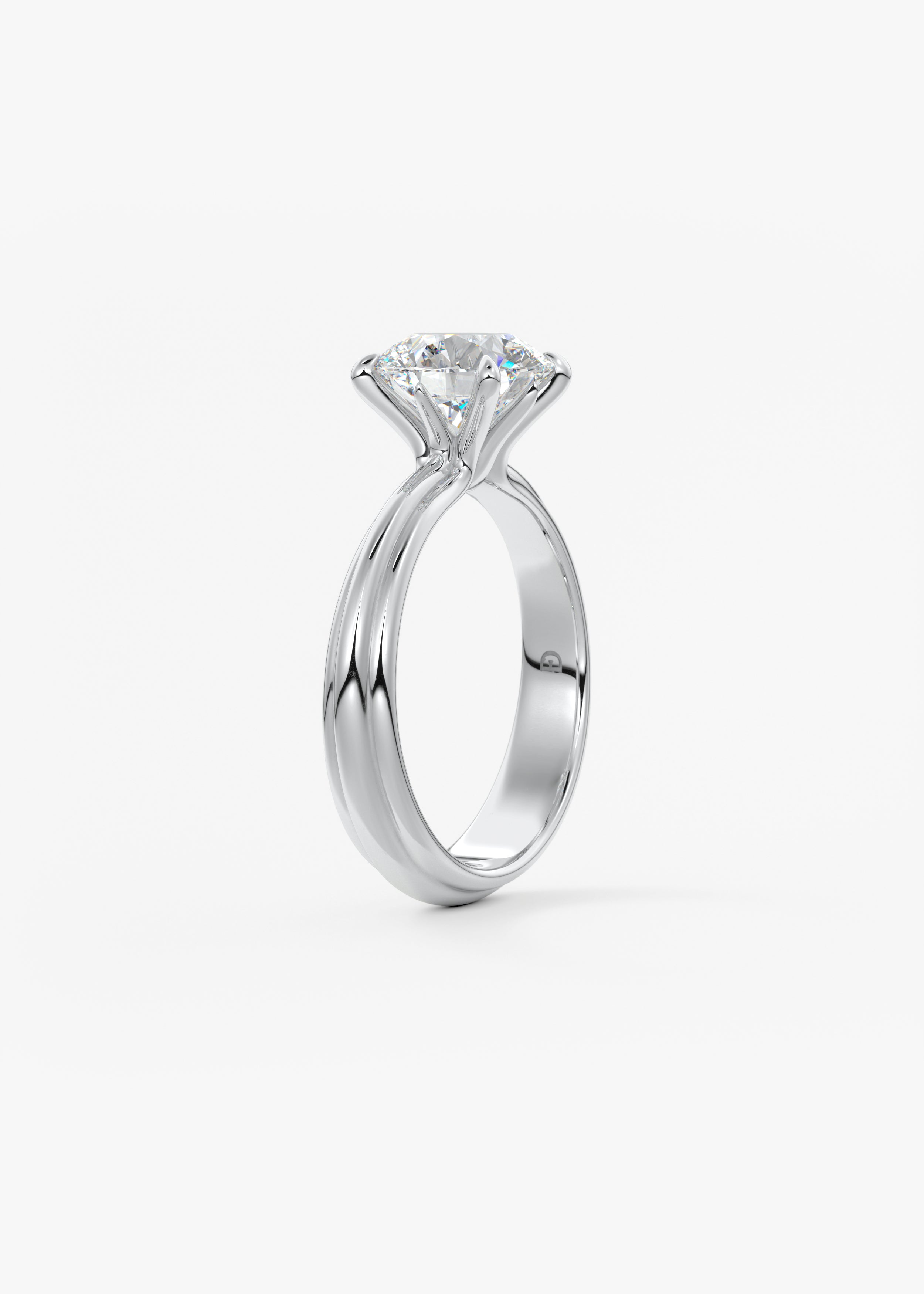 Round Solitaire Triple Shank Lab Grown Diamond Engagement Ring
