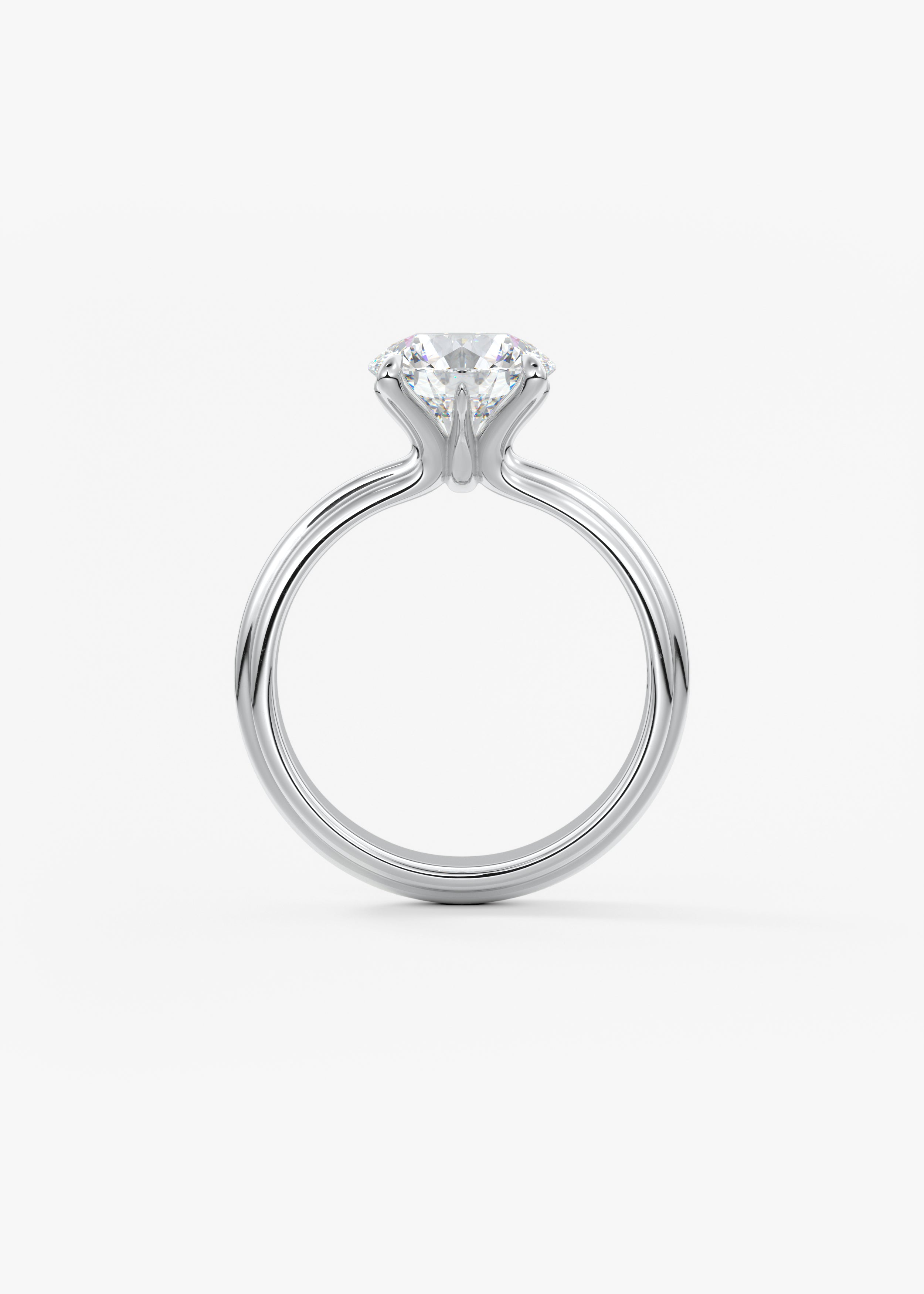 Round Solitaire Triple Shank Lab Grown Diamond Engagement Ring