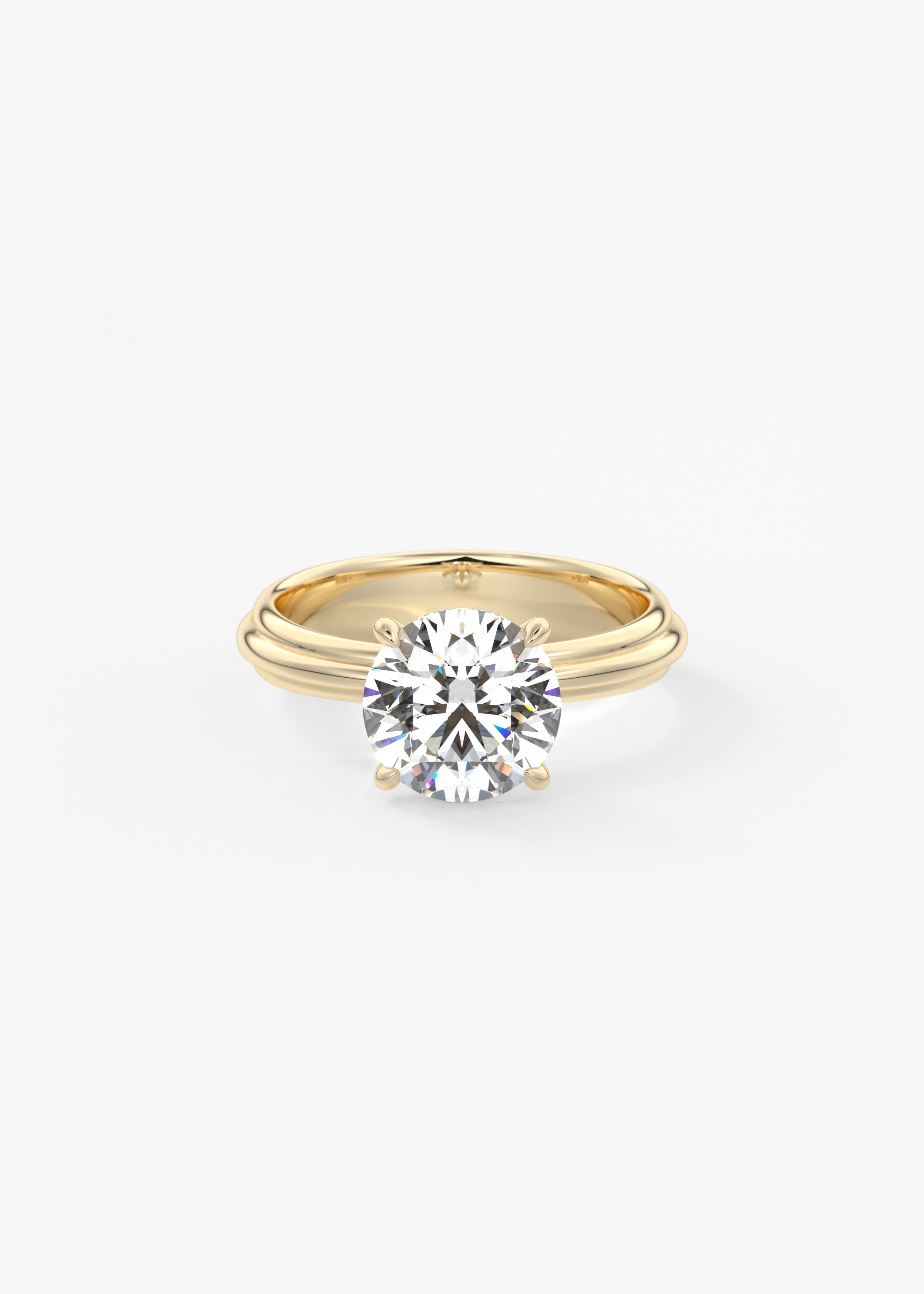 Round Solitaire Triple Shank Lab Grown Diamond Engagement Ring