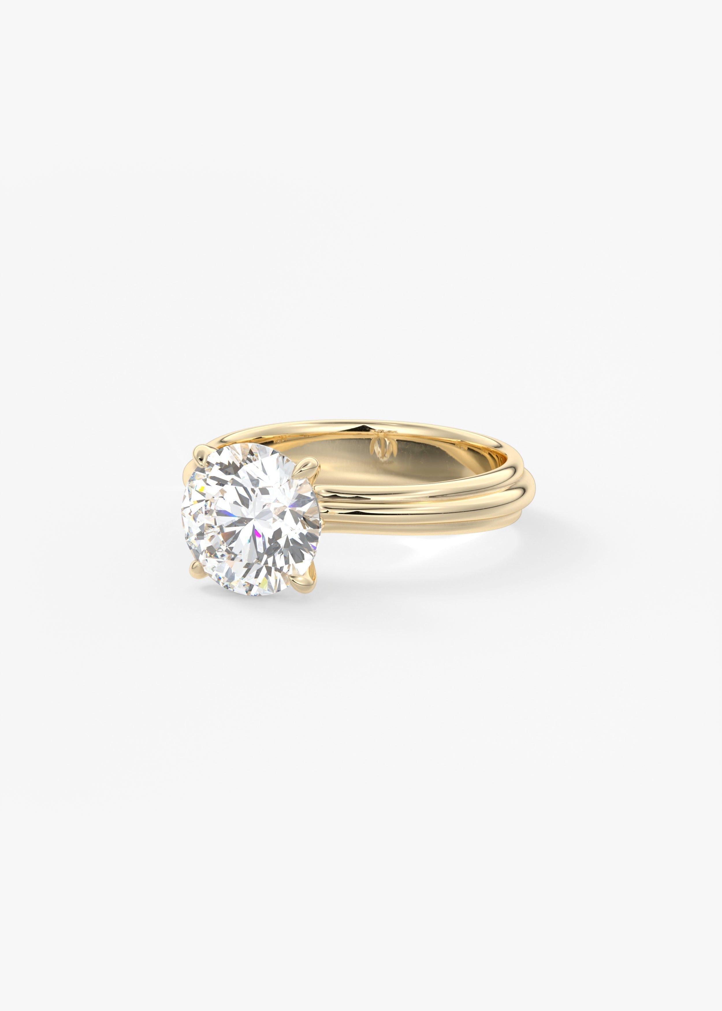 Round Solitaire Triple Shank Lab Grown Diamond Engagement Ring