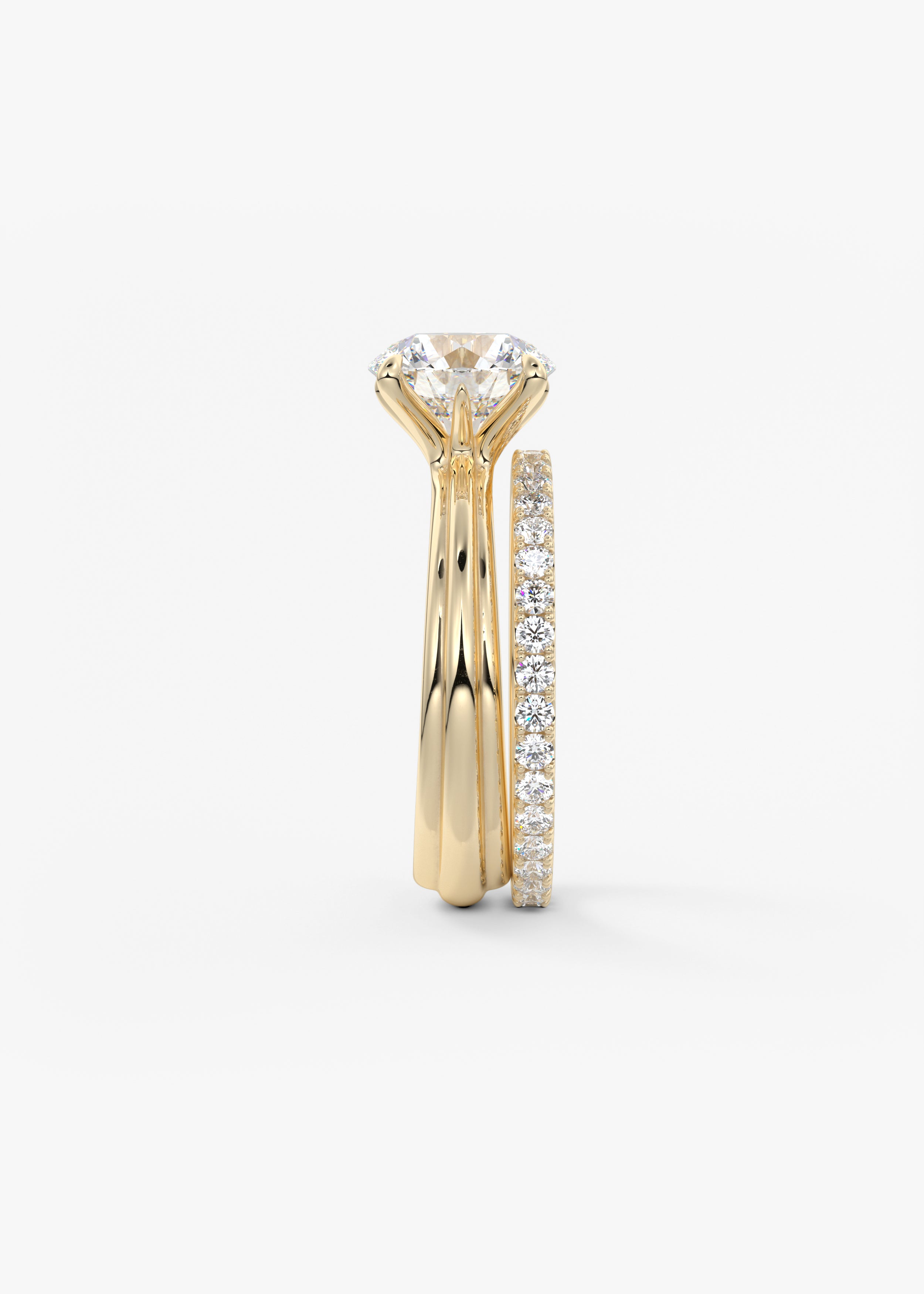 Round Solitaire Triple Shank Lab Grown Diamond Engagement Ring