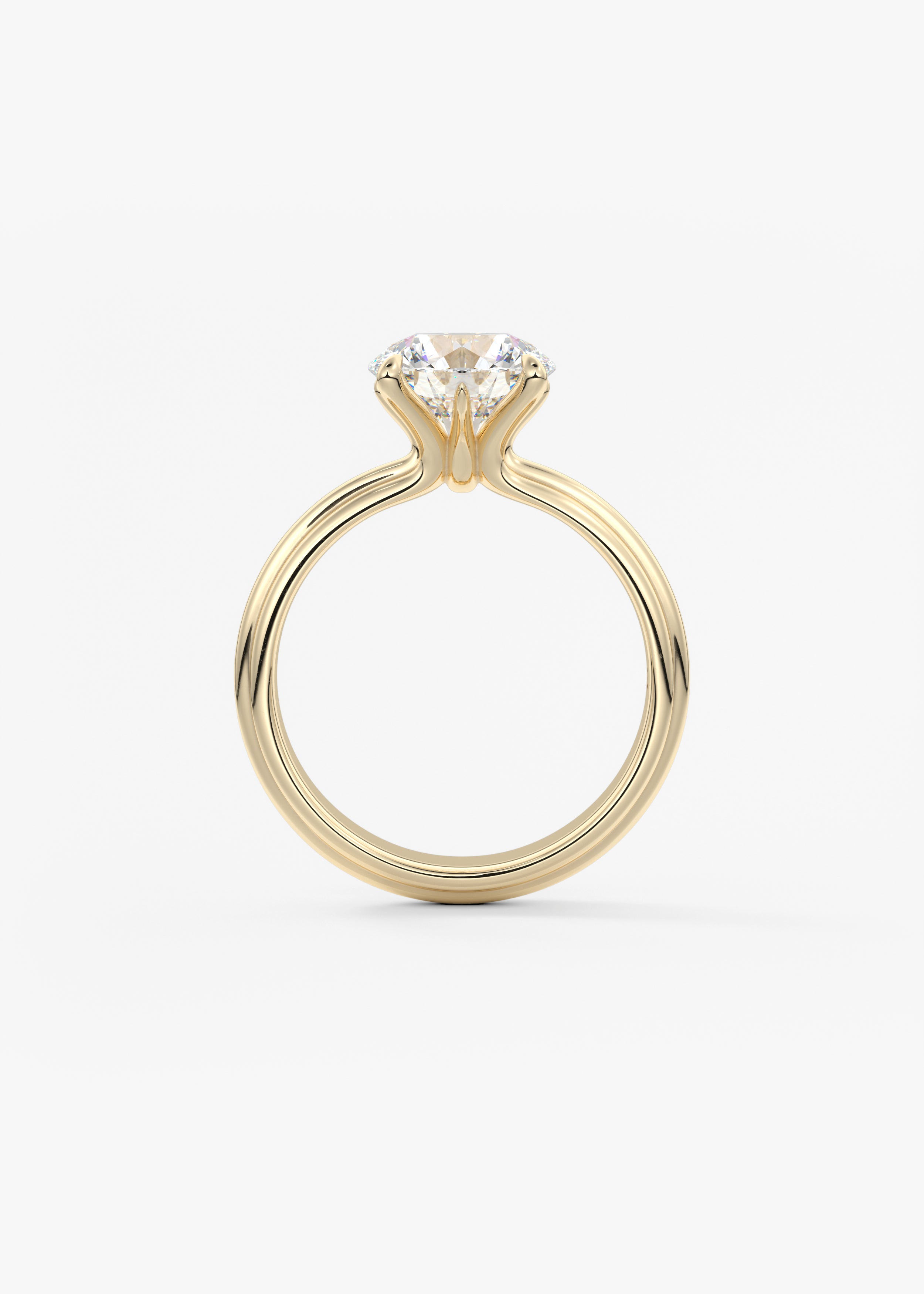 Round Solitaire Triple Shank Lab Grown Diamond Engagement Ring