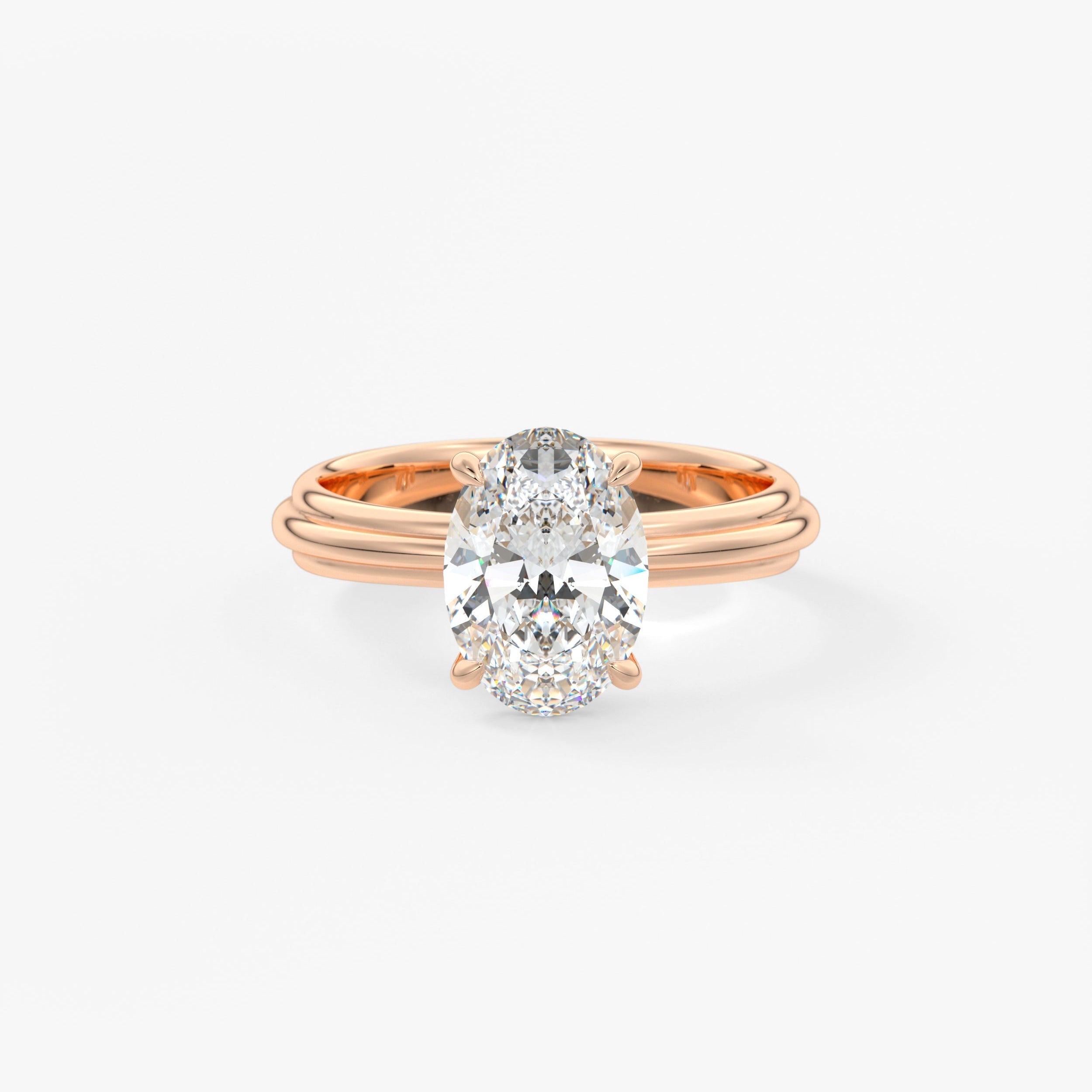 Oval Solitaire Triple Shank Lab Grown Diamond Engagement Ring