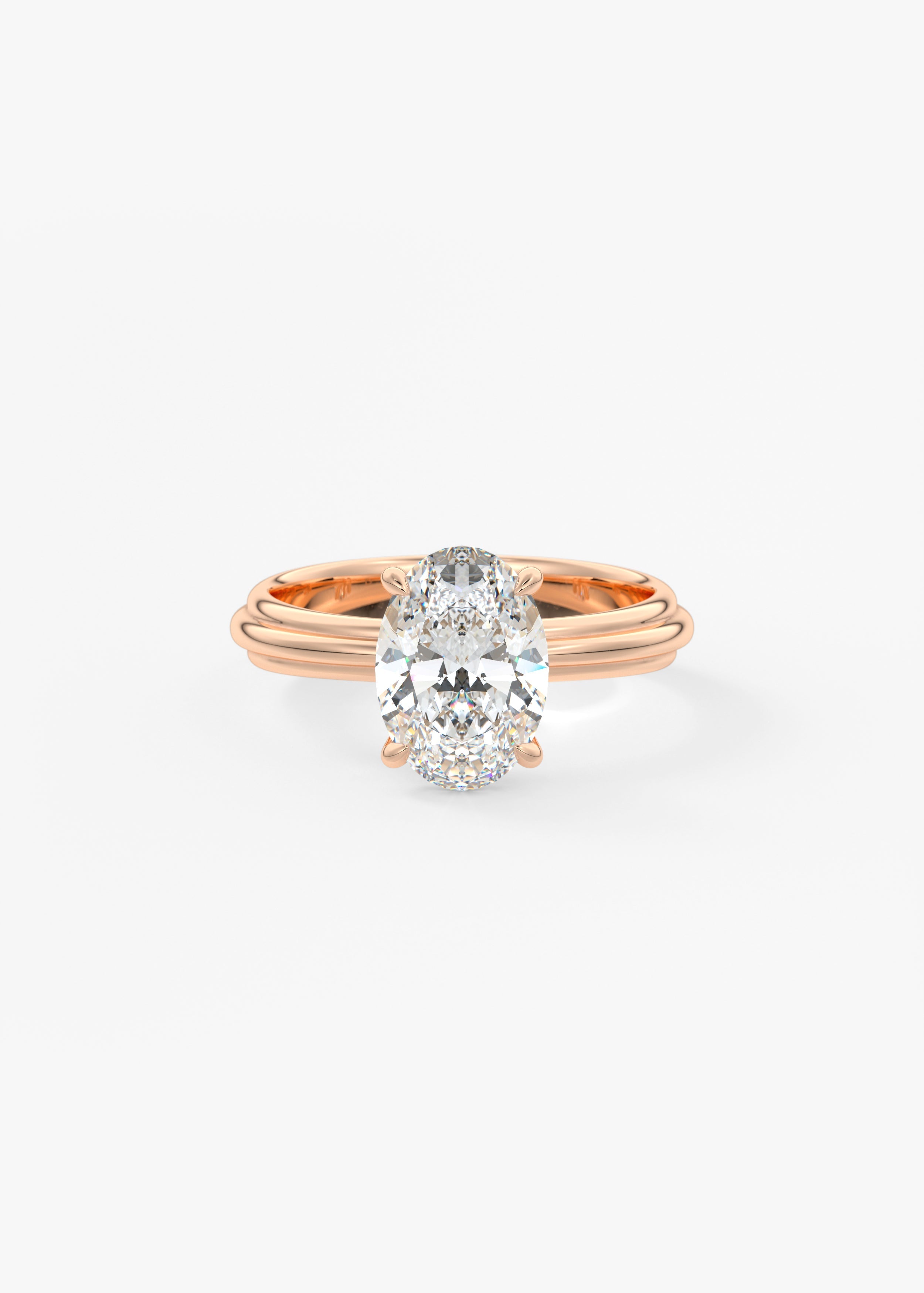 Oval Solitaire Triple Shank Lab Grown Diamond Engagement Ring