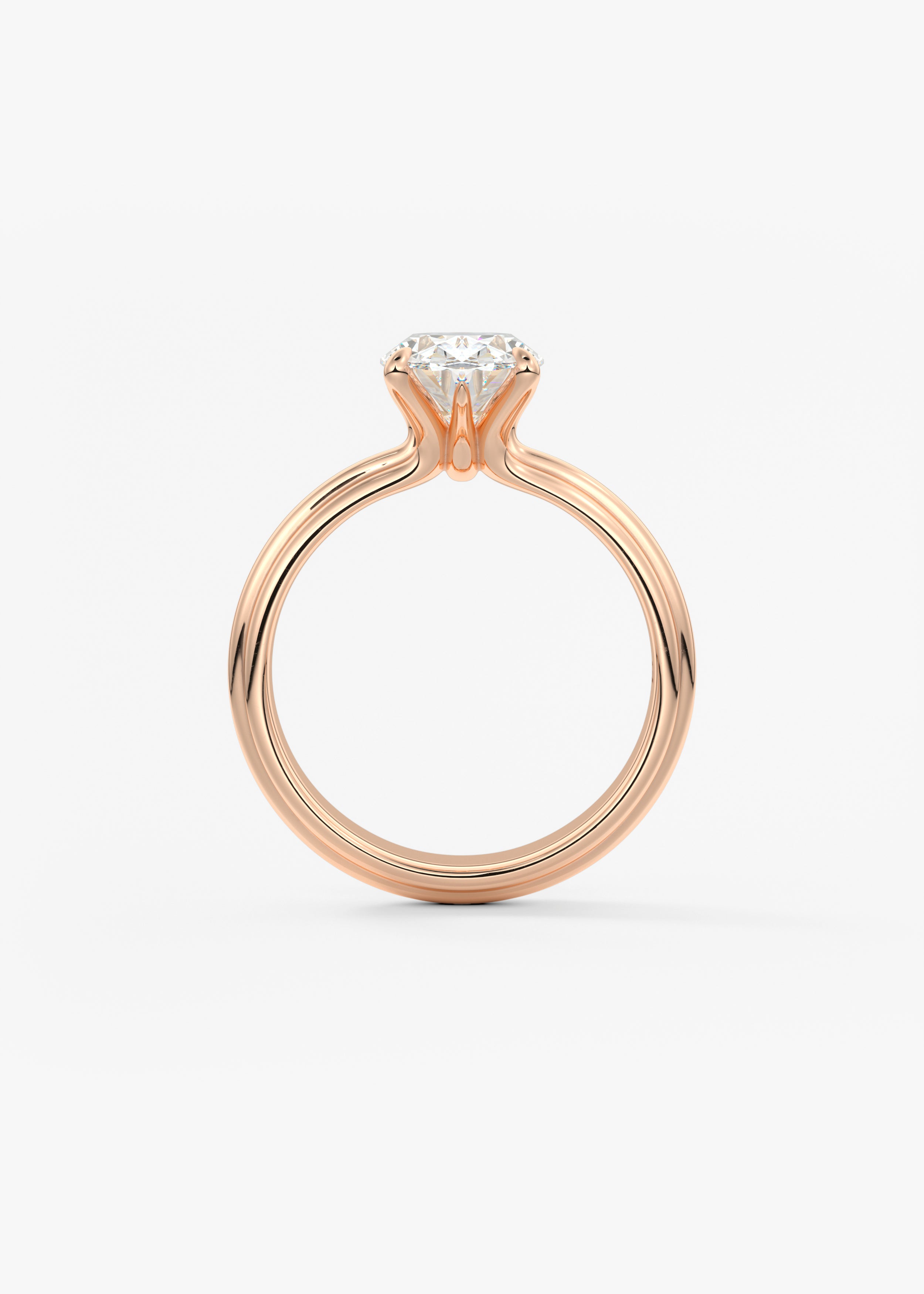 Oval Solitaire Triple Shank Lab Grown Diamond Engagement Ring