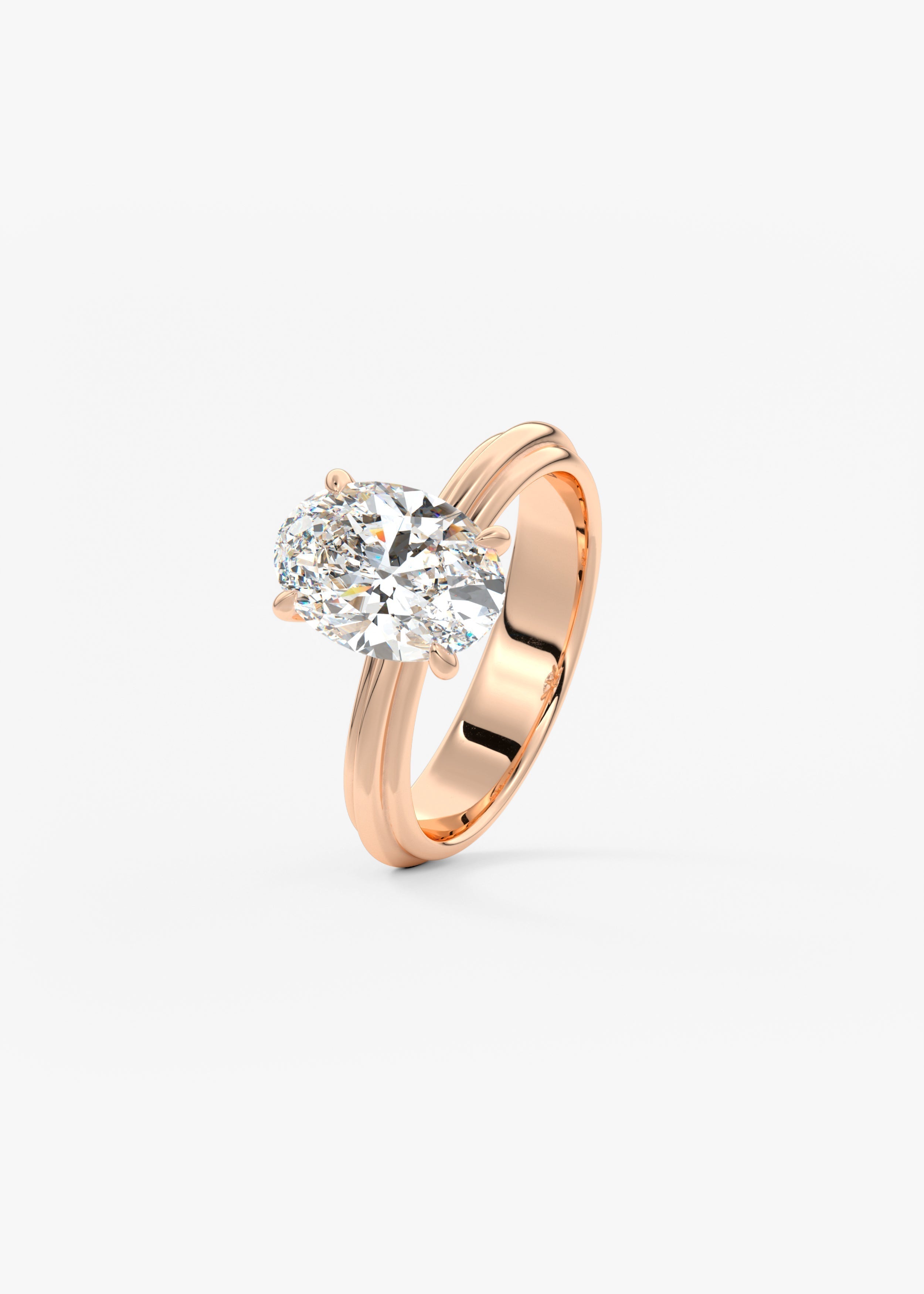 Oval Solitaire Triple Shank Lab Grown Diamond Engagement Ring